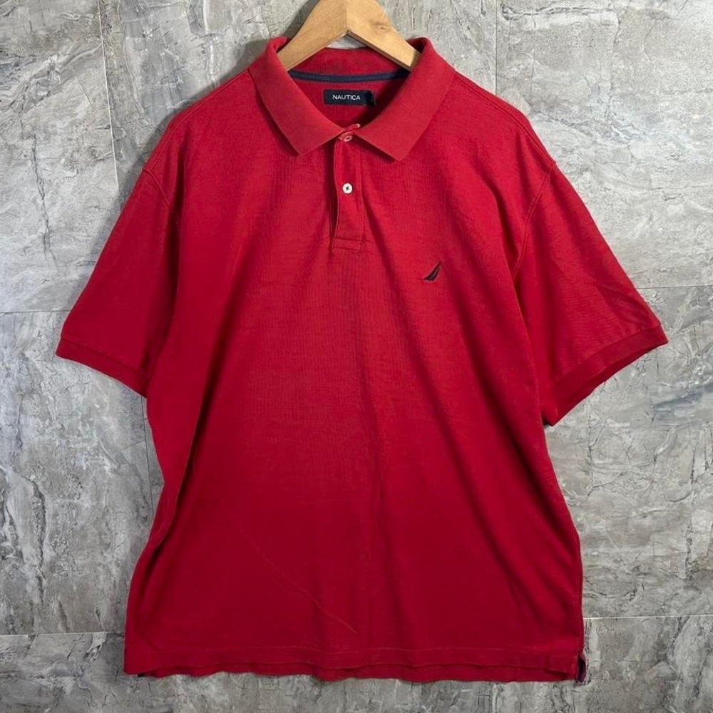 Nautica Polo Mens Shirt Red Embroidered Logo Short Sleeve‎ XL Mens